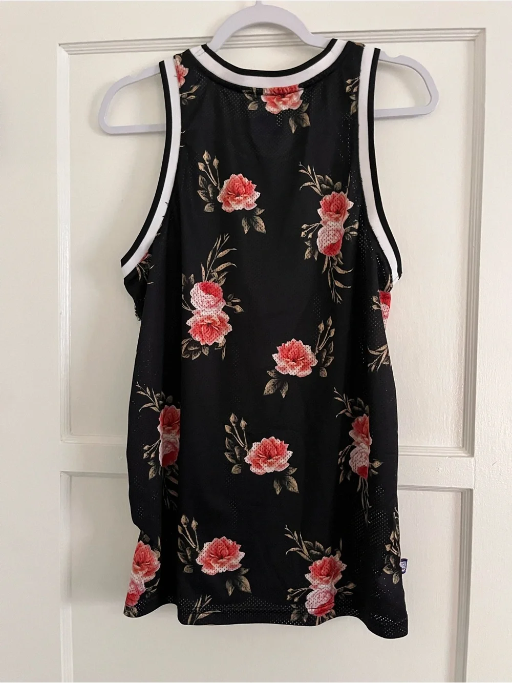 NBA Black Floral Basketball Jersey with Red Flowers